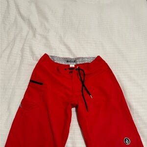 Volcom Red Boardshorts with Black Drawcord